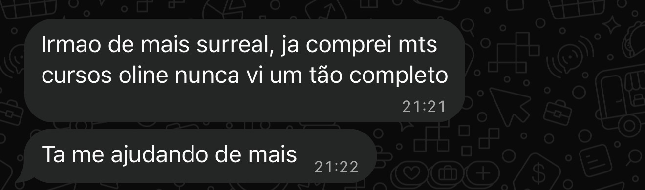 Depoimento de aluno no WhatsApp: curso completo